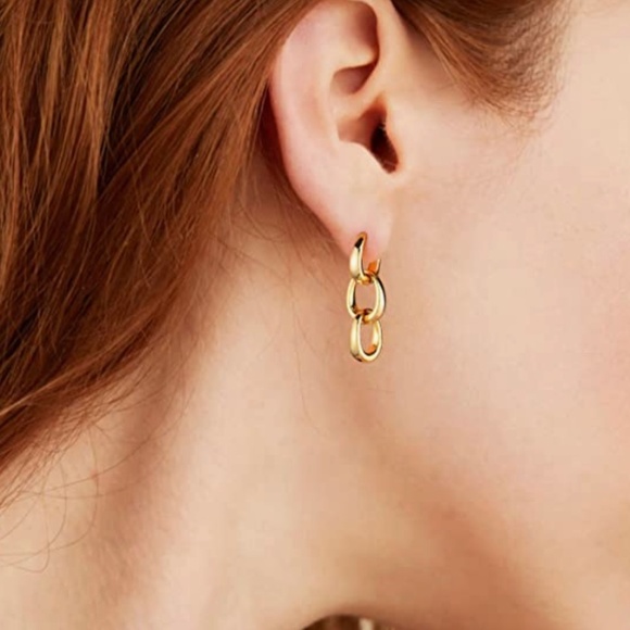 16mm Woman 18K Gold Plated Rope Twist Tube Hoop Huggie  Chain Dangle Earrings for Women 18K Gold Plated Hypoallergenic Huggie Earrings D